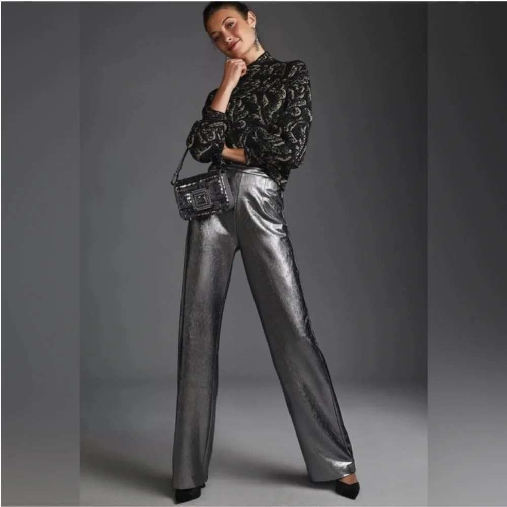 Hutch Metallic Silver Wide Leg Pants